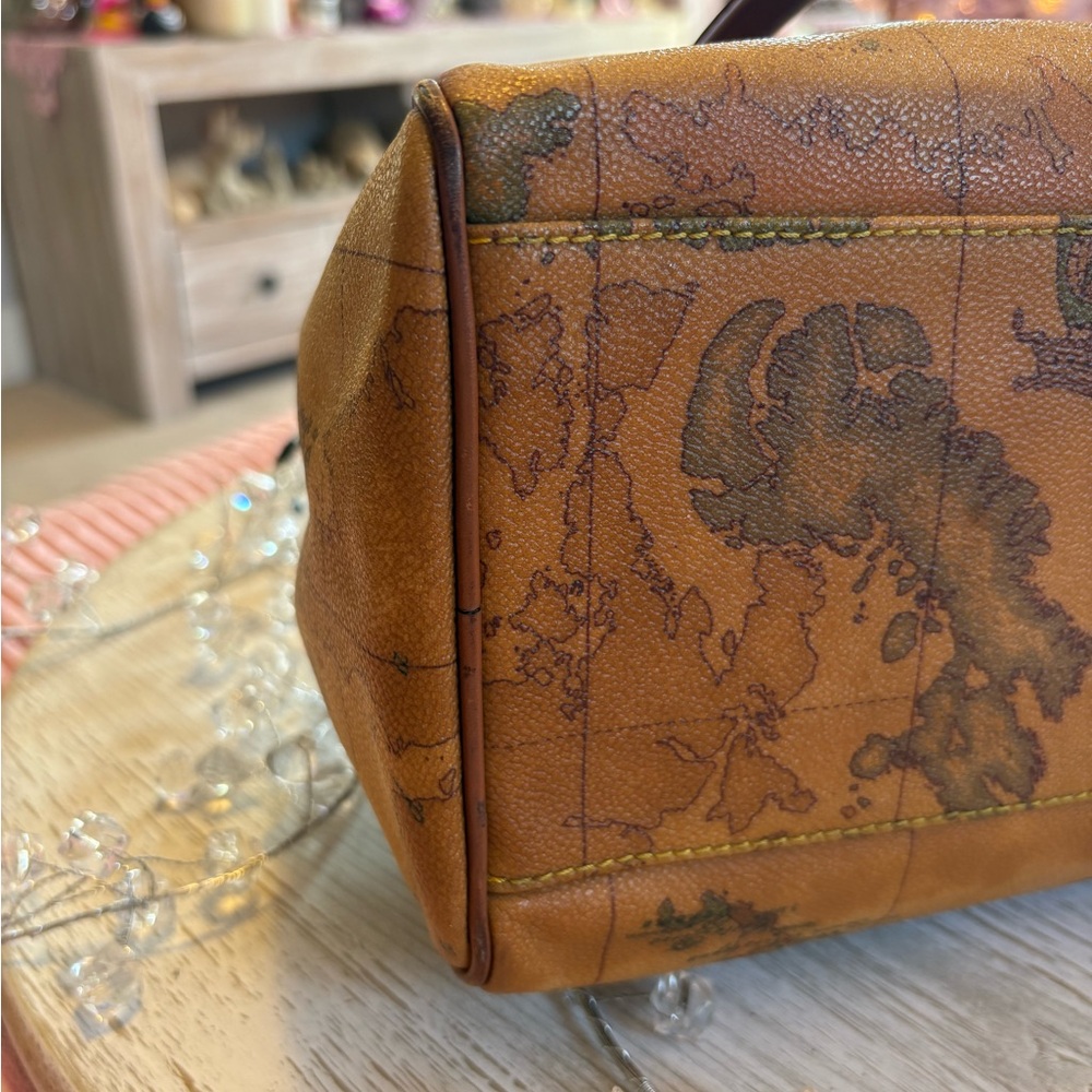 Alviero Martini Brown Map Print Boston  Hand Bag - Picture 5 of 7